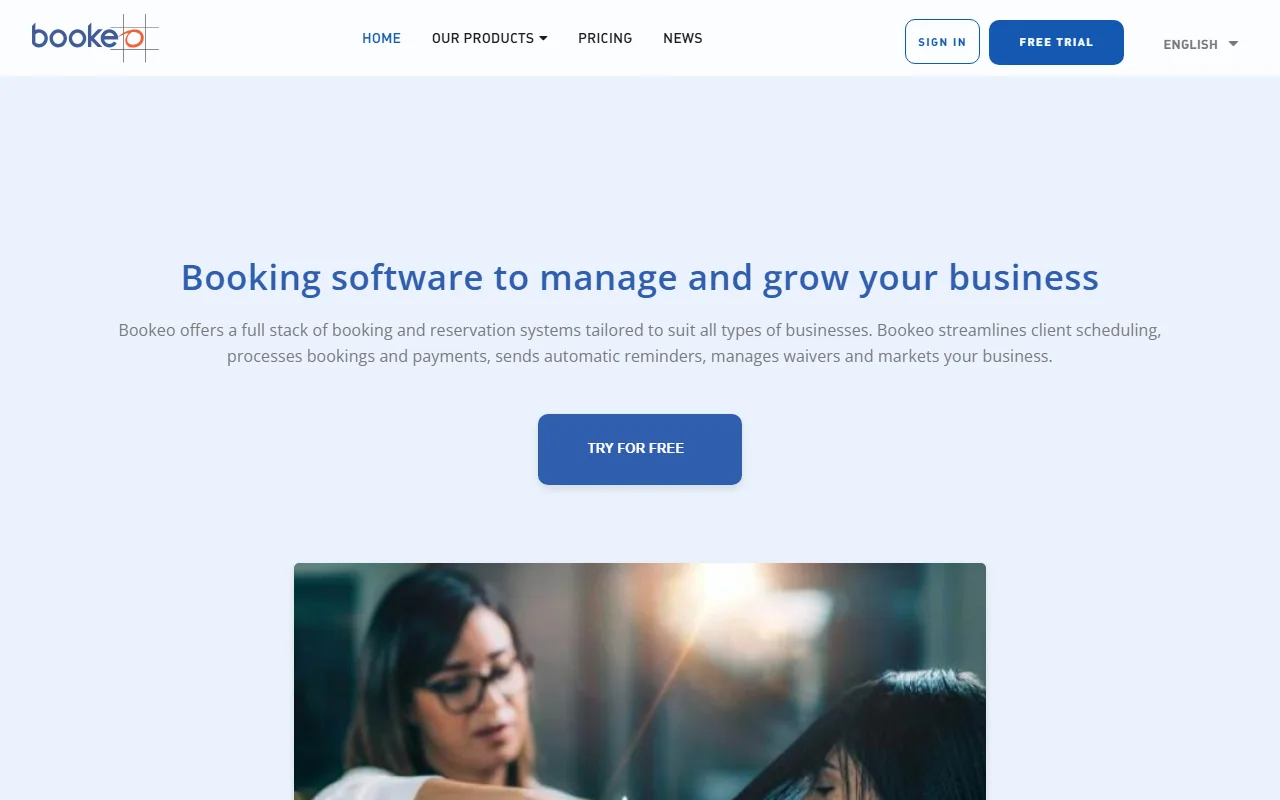 Bookeo page d'accueil de bookeo, le logiciel de reservation en ligne