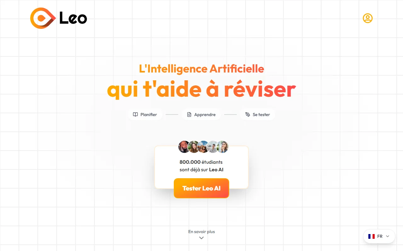 Leo AI page d'accueil de leo ai, l'assistant de revision par intelligence artificielle