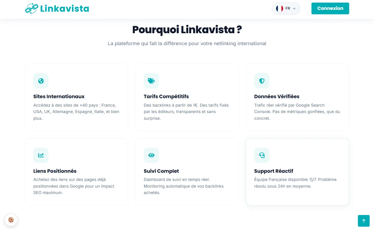 arguments affiches par linkavista : trafic verifie, tarifs, support