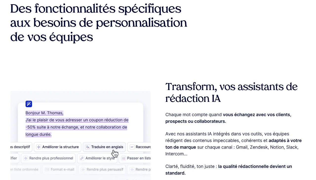 la reformulation transform de merciapp : ameliorer la structure, le style ou traduire