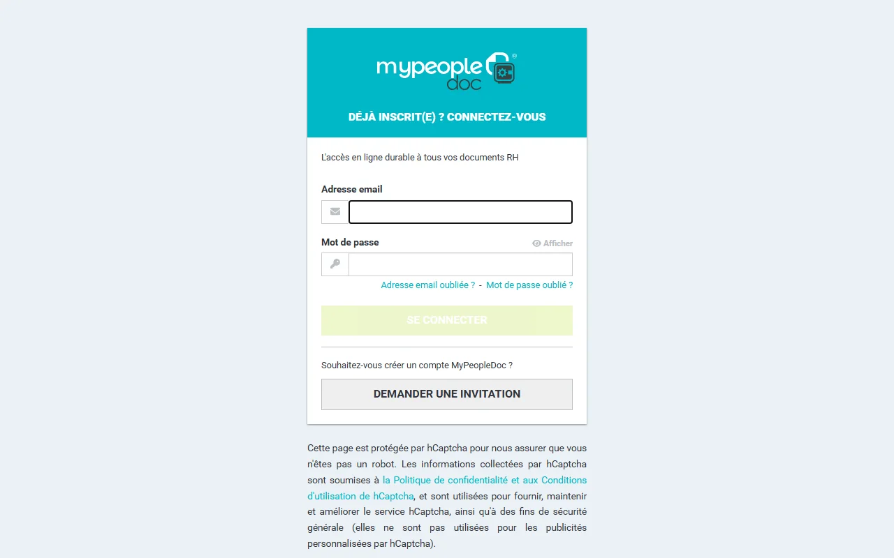 page de connexion mypeopledoc pour acceder a ses bulletins de paie