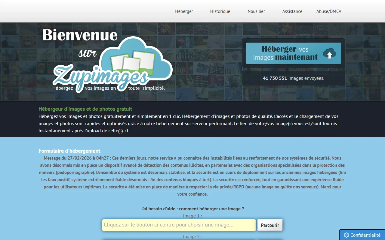 Zupimages formulaire d'hebergement d'images de zupimages