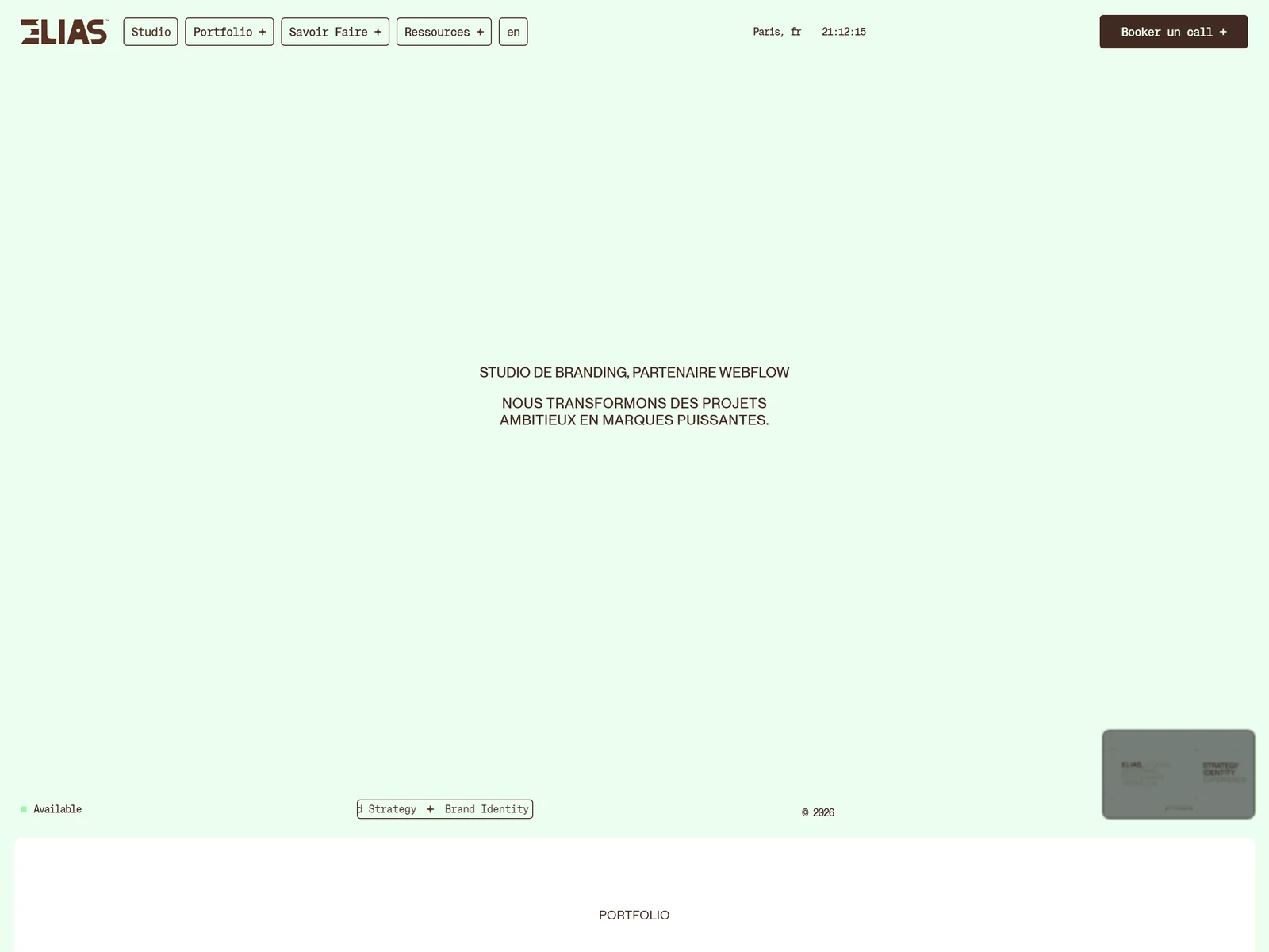 page d'accueil du site de Studio Elias