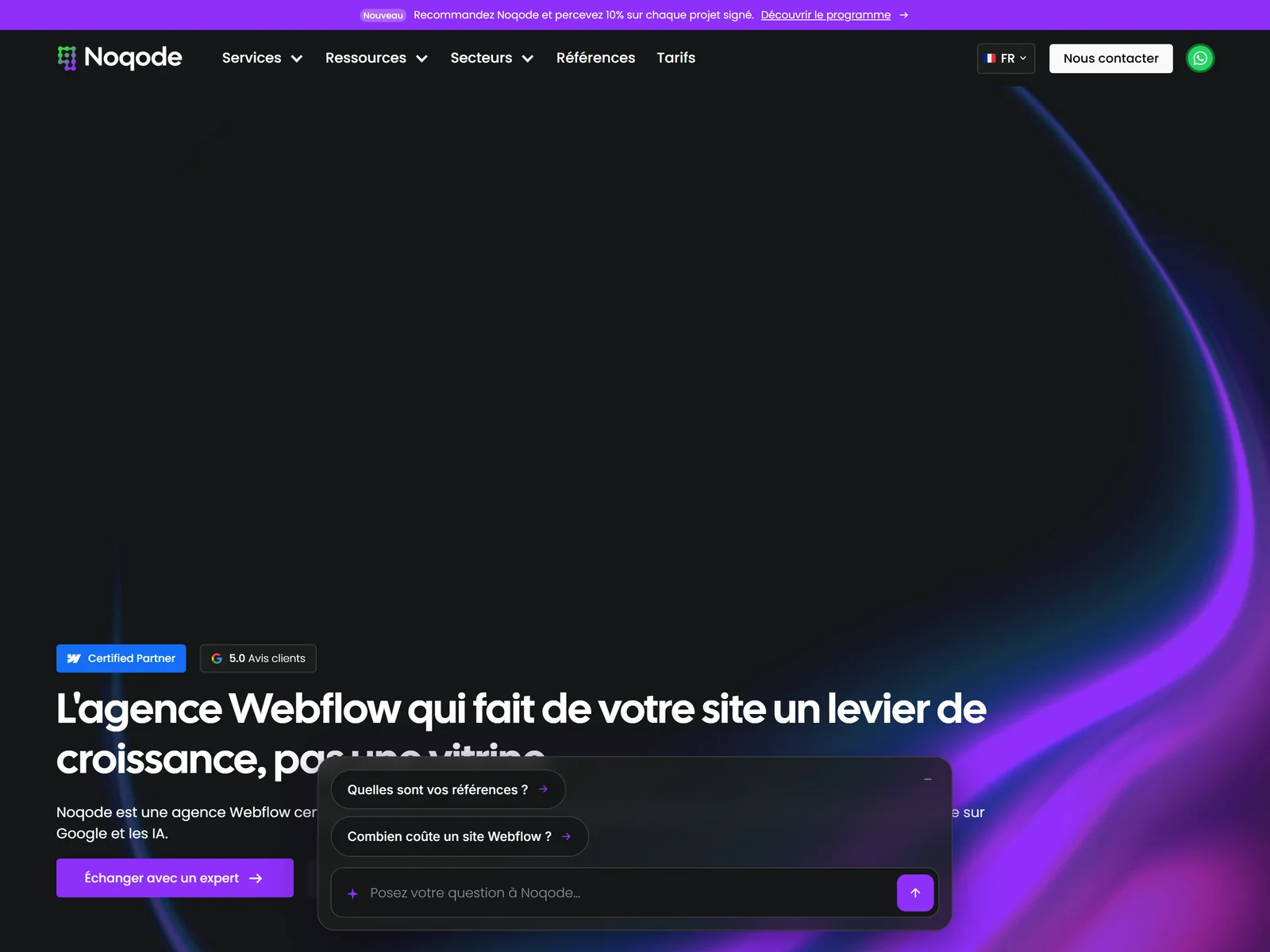 page d'accueil du site de Noqode