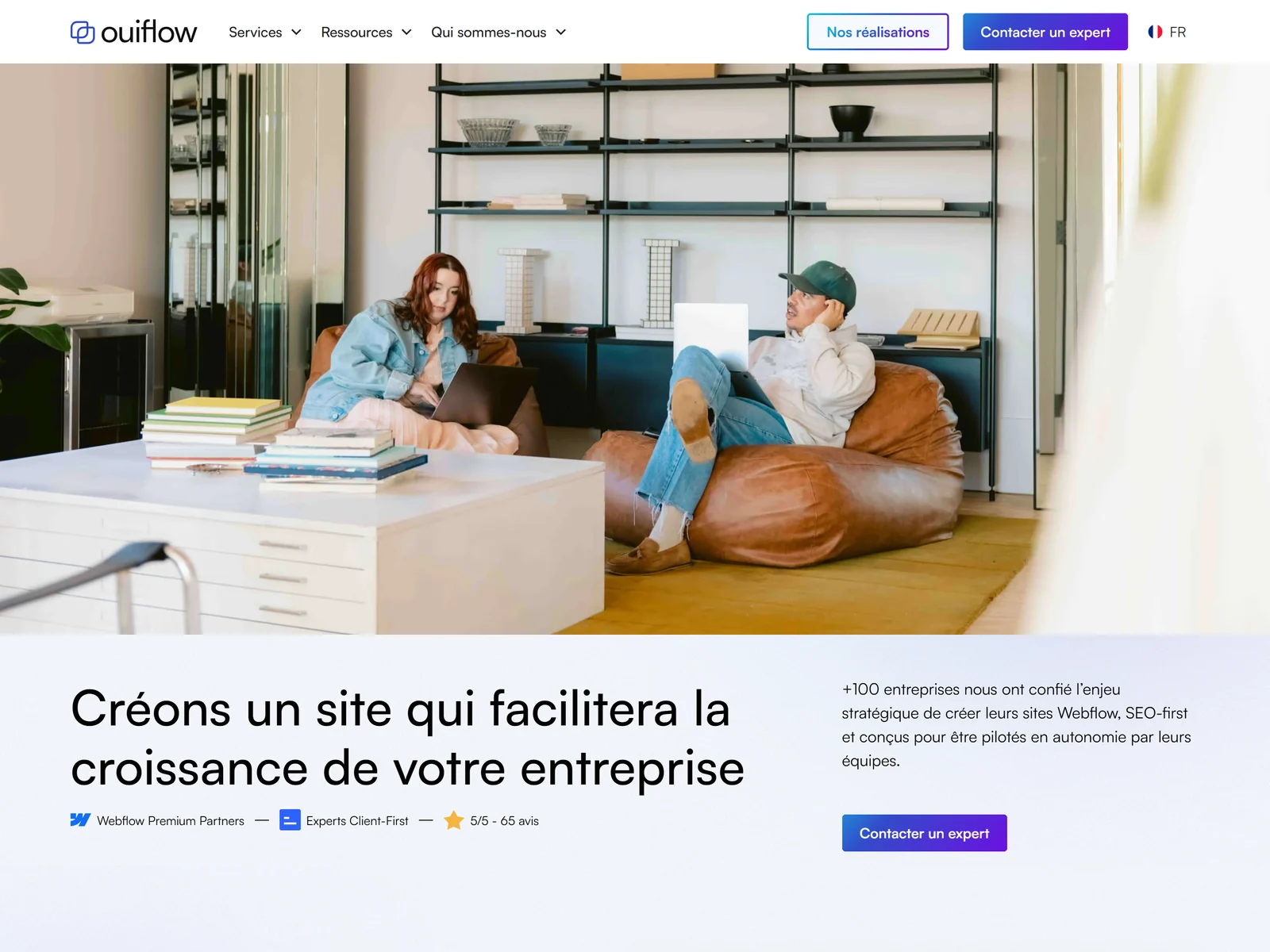 page d'accueil du site de Ouiflow