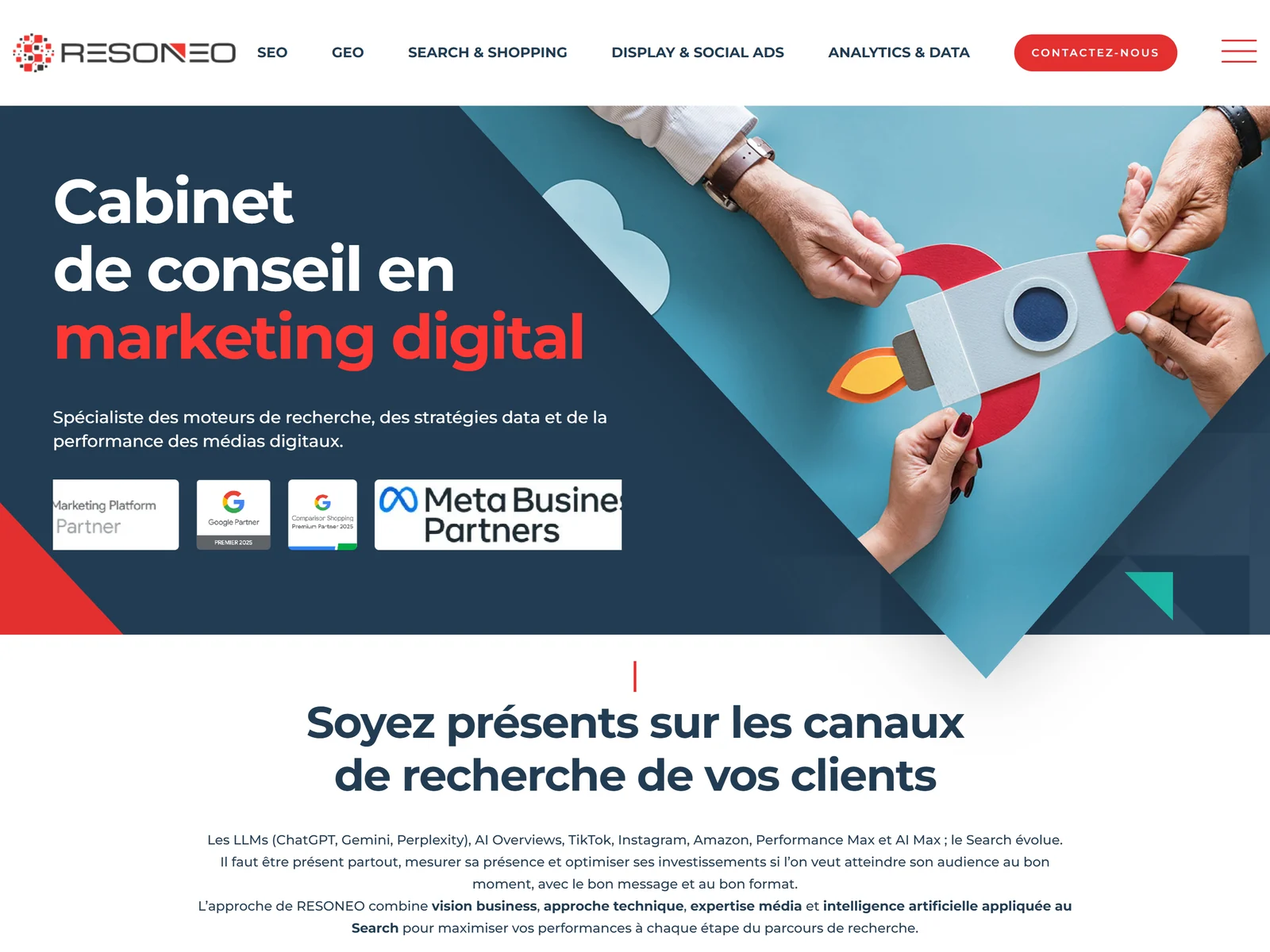 page d'accueil du site de RESONEO