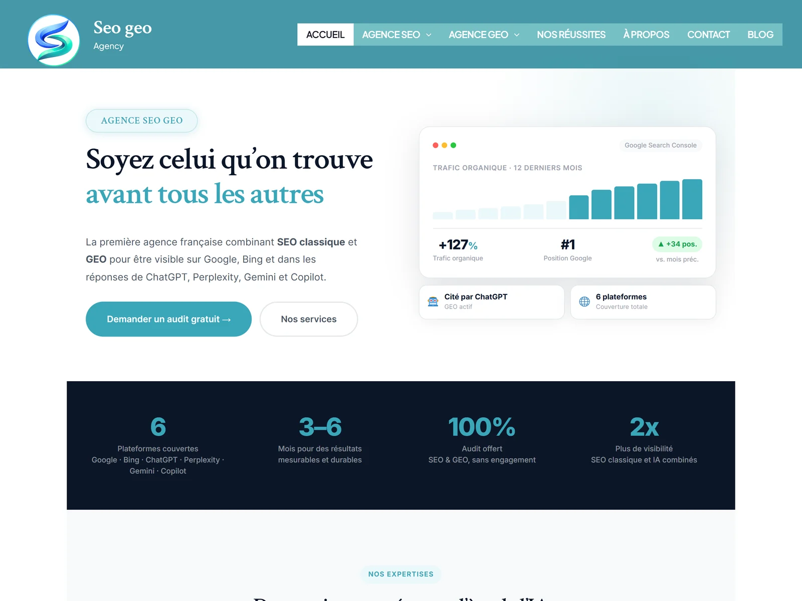 page d'accueil du site de Seo Geo Agency